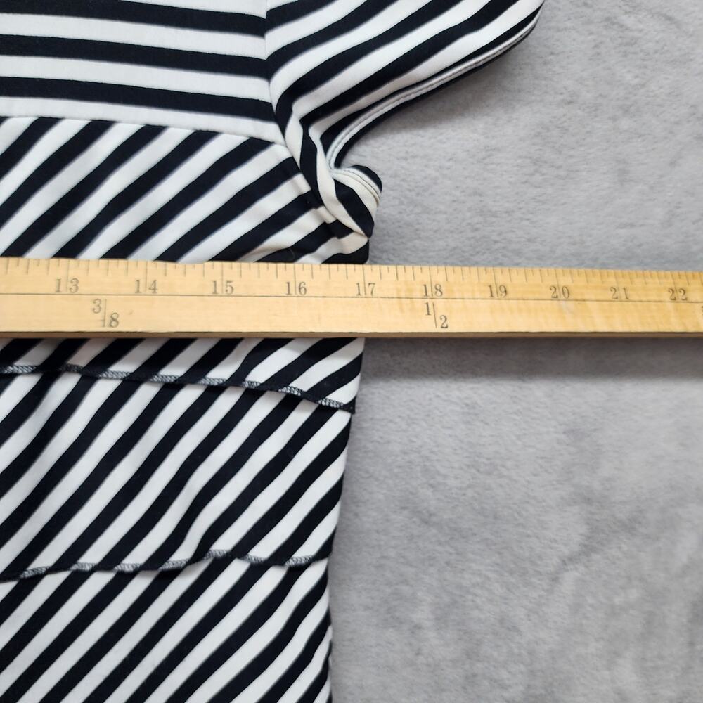 Laundry Shelly Segal Top L 90s Boho Tiered Black White Striped Layering Shirt - Picture 12 of 13